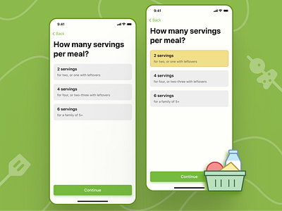 Meal Servings app commerce design food grocery ios meal mobile ui uiux ux web