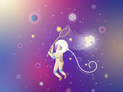 Space scavenger boy cosmic design dribbble illustration illustrator solopovdesign space spaceman stars starship vector