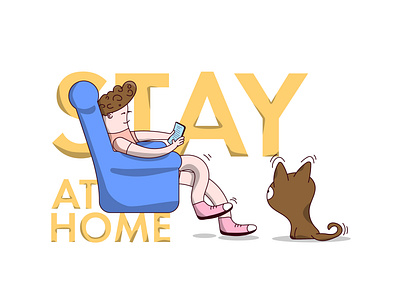 Stay at home boy cat coronavirus covid 19 design dribbble illustration illustrator solopovdesign stayathome vector