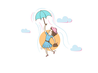 Mary Poppins and the umbrella flight cover design dribbble fly illustration illustrator marypoppins solopovdesign umbrella vector