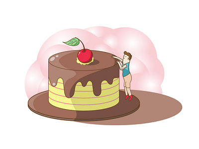 A tasty morsel for dieting boy cake cherry cherry pie design diet dribbble illustration illustrator solopovdesign vector