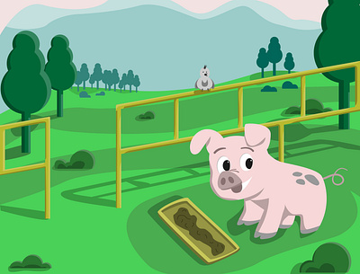 Pig for banks with stew is sent in the seal! illustrator nature pig pork