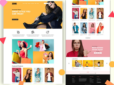 eCommerce Online Shopping Landing Page Template Design banners branding design e commerce illustration learning platform mobile app redesign uidesign uiux website design