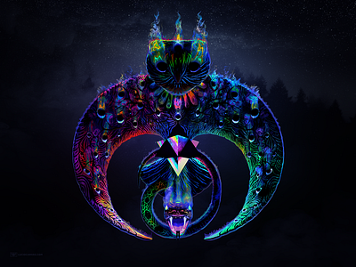 Owl & Snake Duality Totem 3d art alchemy dream infinity merkaba psychedelic sacred geometry shaman spiritual surreal t shirt design totem vision