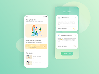 Language learning app app design illustration ui ux