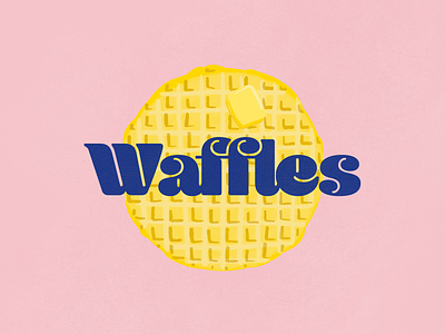 Waffles branding breakfast breakfast logo font design illustration pink typography yellow