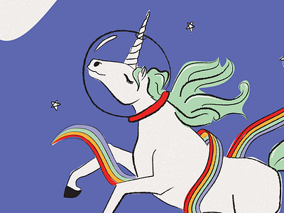 Rainbow Infused Space Unicorn galentine galentines day illustration rainbow unicorn valentine card