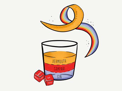 Anatomy of a Negroni - Pride Edition bar illustration campari cocktail negroni negroni week pride 2019 procreate