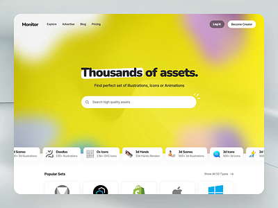 Assets Stock Website 🏞 design figma gradients ui ui ux design ui deisng ux ux design uxui web design website yellow