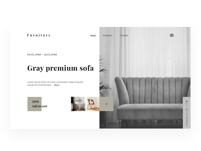 Premium furniture gray ui ux design ui web