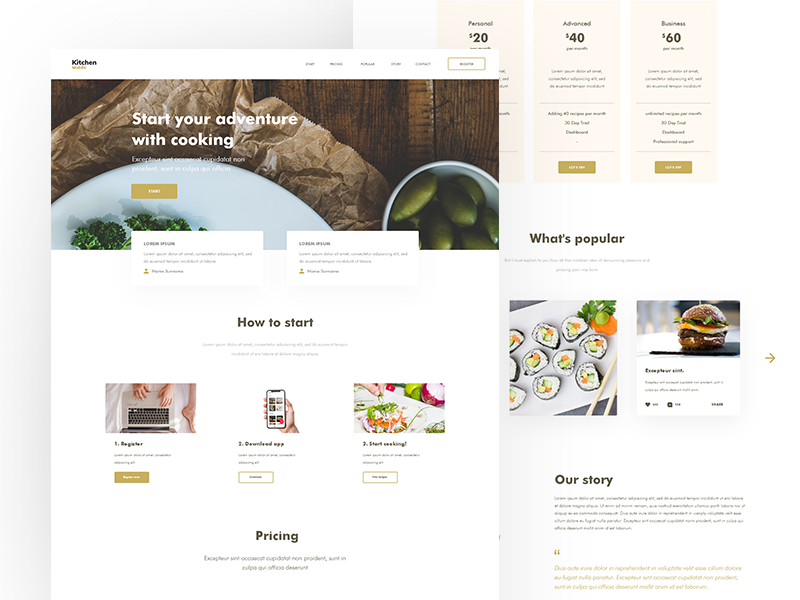 KitchenMobile / Web layout kitchen website typography web deisgn ui ux design ui design web