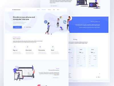 Synchronization app // web blue design filiphies illustration training ui ui ux design uipractice undraw vector web web deisgn website