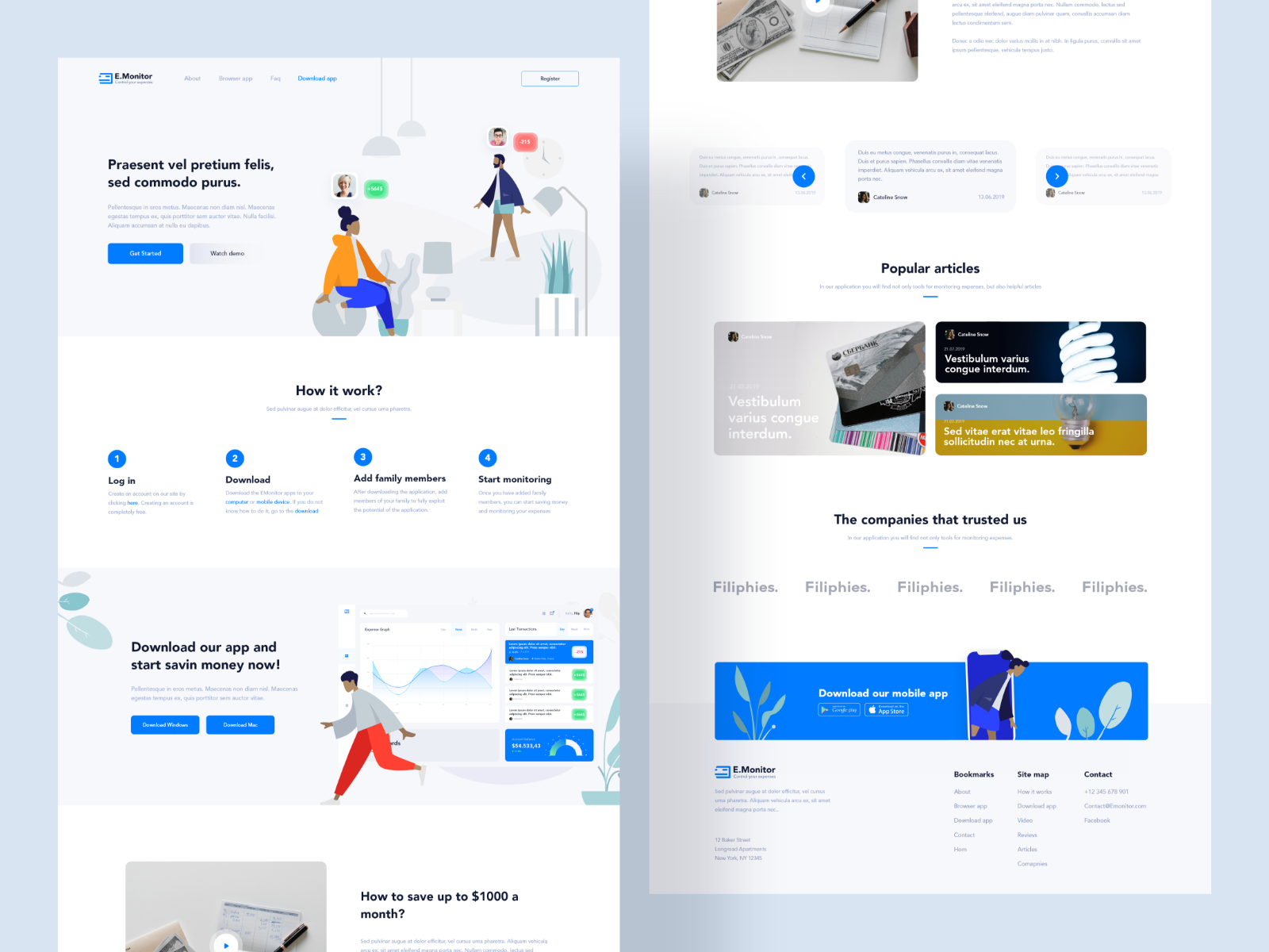 Controlling expenses app website by Filip Gadziński on Dribbble