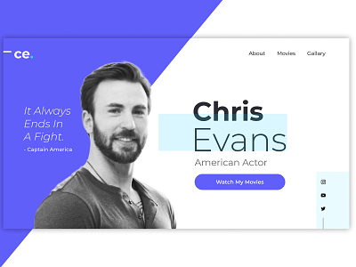 Chris Evans | Captain America animation art brand branding character clean design flat graphic design identity illustration illustrator logo minimal sketch ui ux web website