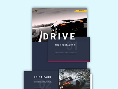 Lamborghini Aventador S | Landing Page Concept animation art blue brand branding character clean design flat graphic design icon identity illustration illustrator minimal sketch ui ux web website