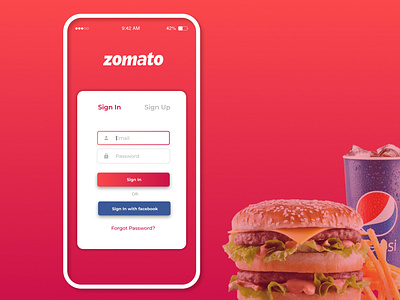 Zomato App Login Screen