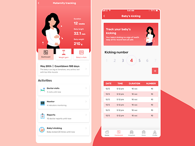 maternity tracking app baby concept design kicking kid maternity pregnancy pregnant track tracking ui ui design uidesign uiux