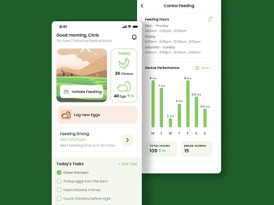 Chicken farm control app challenge chicken concept design farm ui ui ux ui design uidesign uiux white