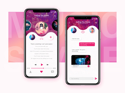 Two people's music world app design music ui