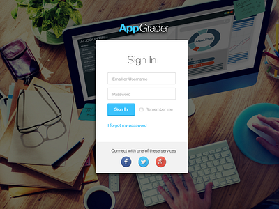 AppGrader Sign In Screen app login sign in ui