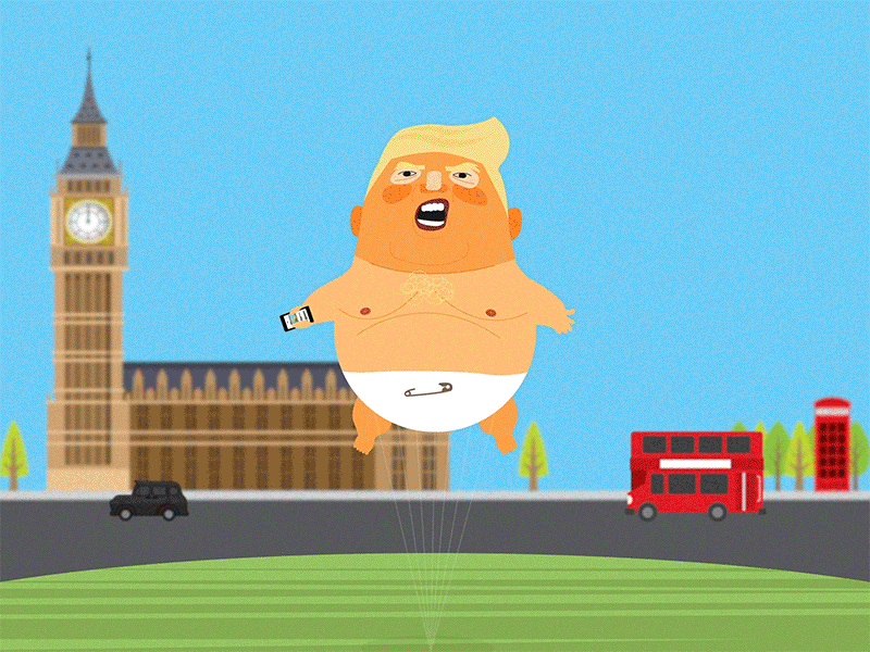 Trump Baby Balloon animation blimp london parliament square protest trump trump balloon