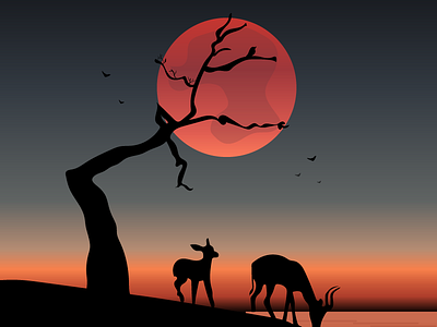 Moon Silhouette design dribbble graphic design illustration landscape moon sunset