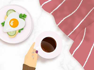 Breakfast Flat Lay break coffee design egg graphic design illustration vector