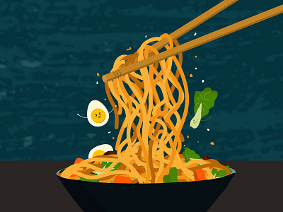 Noodles! chinese design egg flat graphic design illustration noodle ramen vector