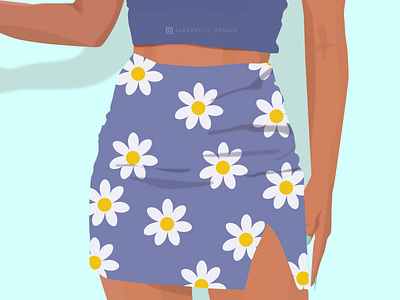 Floral Print Skirt blue skirt girl girl illustration illustration outfit skirt vector