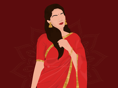 Red Saree Illustration