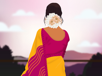 Yellow saree illustration