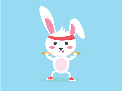 Exercise bunny cute exercise illustration sports vector