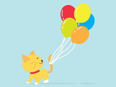 Happy Monday balloons cat colorful cute vector