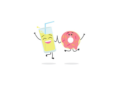 Best Friends cute doughnut drink happy illustration vector