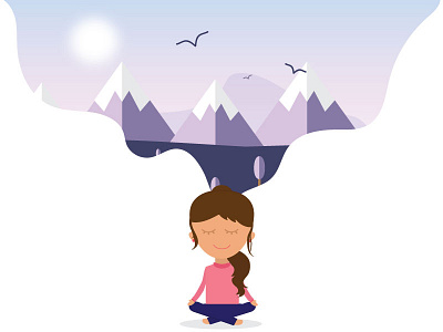 Meditation color cute design dribbbble flat girl meditate vector vector illustration