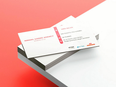 Business card business card design minimal mock up red white