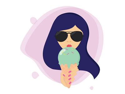 Ice Cream design flat flat design flat illustration ice cream illustration sunglasses vector