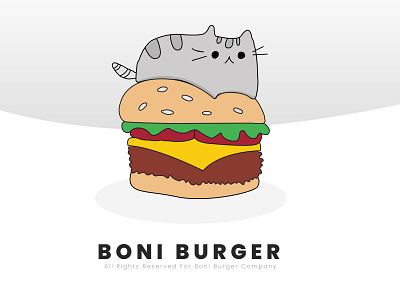 Boni Burger cat cat logo design hamburger hamburgers illustration minimal minimalist ui ux