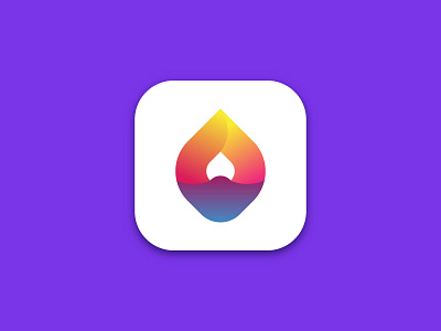 Fire water concept app art fire icon illustration light mountain fire water yellow