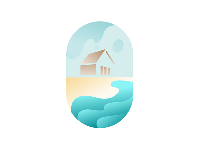 beach beach flat gradient hevean house beach icon illustration rebound shape