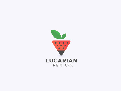 strawberry+pencil logo mark art black colorful design flat green icon illustration leaf logo mark pencil red strawberry