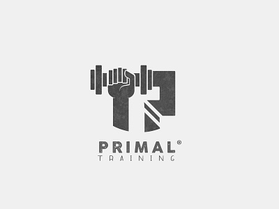 Logo Primal training art branding design dribbble flat grunge texture gym hand icon icons illustration logo mark p letter primal pt t letter training typography workout