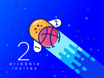 Two dribbble invites ball in space bee child bee colorful design dribbble dribbble bee dribbble invites flat gradient icon illustration invitation invites invites illustration smile dribbble space bee two dribbble invites ui ux
