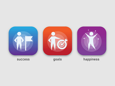 success goals and happiness app icon app icon art branding circle colorful dribbble effects flag flat goals gradient happiness icon icons illustration logo mark people simple success