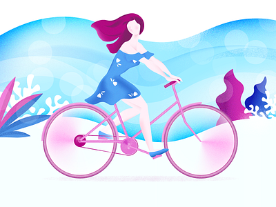 Cycling illustration bicycle bike blue character cycle cycling girl grain illustation noise ride texture