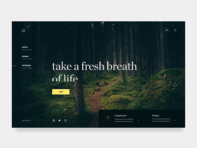 outdoor brandnew clean design forest green hero holidays landing minimal simple travel typography ui vacation web