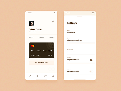 profile app brandnew clean design interface minimal mobile payment profile settings simple travel ui user