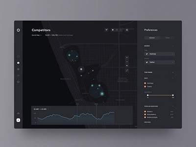 mapping competitors app brandnew clean dark data design filter interface minimal simple ui