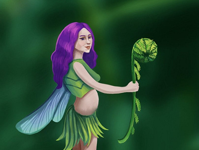 Little fairy fairy fantasy fantasyart fern forest green illustration