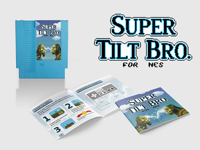 Nes cartridge sticker & Manual for Super Tilt Bro. illustration nes print design retrogaming super tilt bro